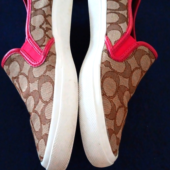 Coach Brown and Red Slip-On Sneakers - Picture 5 of 7